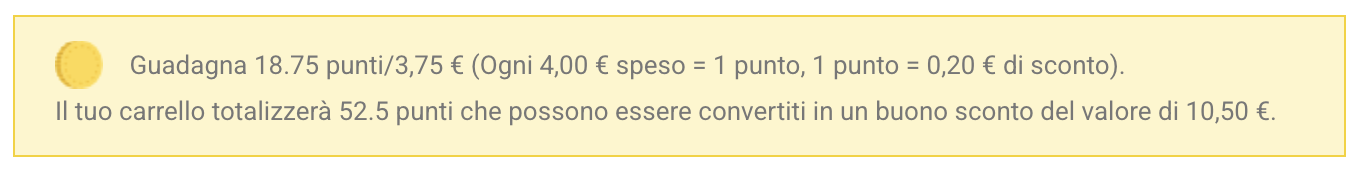 Spiegazioni dei Punti Fedeltà acquisiti